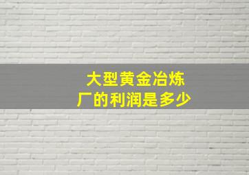 大型黄金冶炼厂的利润是多少