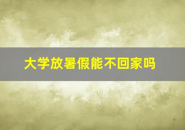 大学放暑假能不回家吗