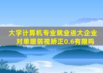 大学计算机专业就业进大企业对单眼弱视娇正0.6有限吗