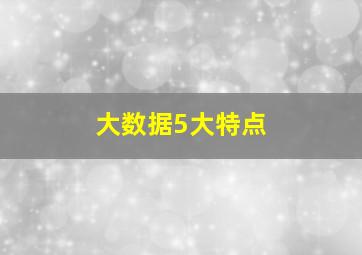 大数据5大特点