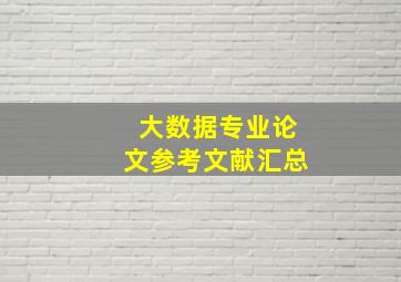 大数据专业论文参考文献汇总