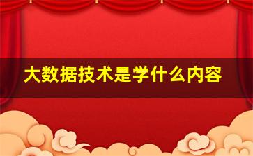 大数据技术是学什么内容