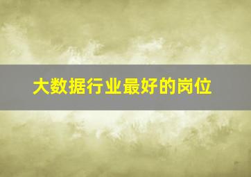 大数据行业最好的岗位