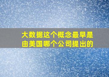 大数据这个概念最早是由美国哪个公司提出的