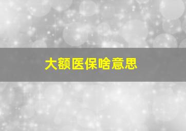 大额医保啥意思