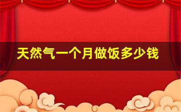 天然气一个月做饭多少钱