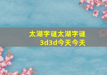 太湖字谜太湖字谜3d3d今天今天