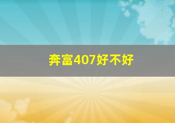 奔富407好不好