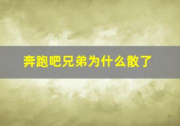 奔跑吧兄弟为什么散了