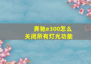 奔驰e300怎么关闭所有灯光功能