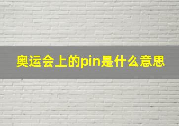 奥运会上的pin是什么意思