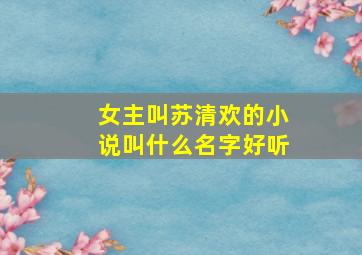 女主叫苏清欢的小说叫什么名字好听