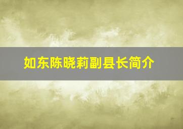 如东陈晓莉副县长简介