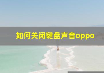 如何关闭键盘声音oppo