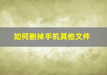 如何删掉手机其他文件