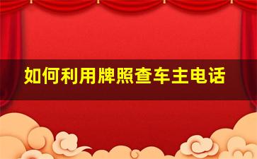 如何利用牌照查车主电话