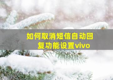 如何取消短信自动回复功能设置vivo