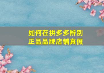 如何在拼多多辨别正品品牌店铺真假