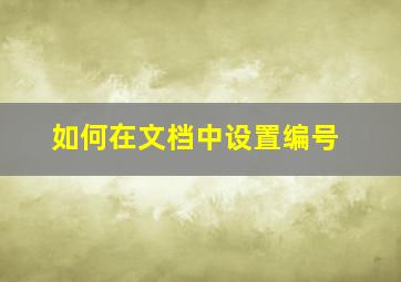 如何在文档中设置编号