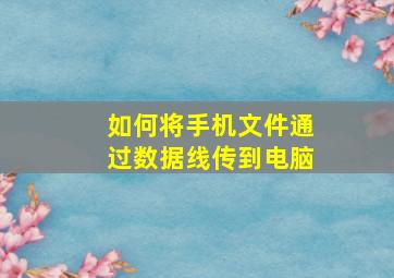 如何将手机文件通过数据线传到电脑