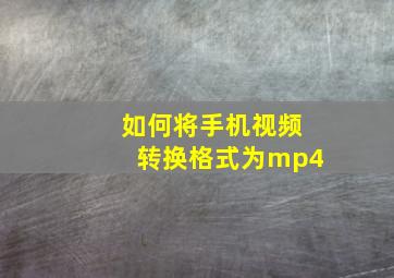 如何将手机视频转换格式为mp4