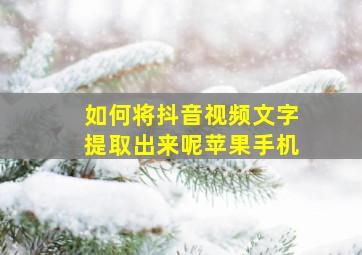 如何将抖音视频文字提取出来呢苹果手机