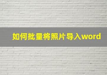 如何批量将照片导入word