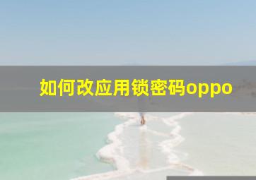 如何改应用锁密码oppo