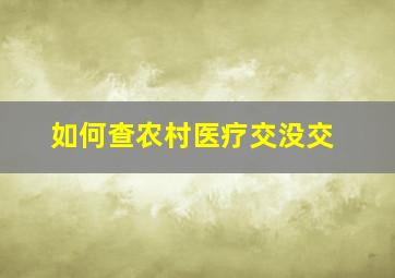 如何查农村医疗交没交