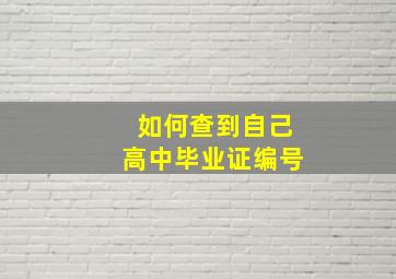 如何查到自己高中毕业证编号