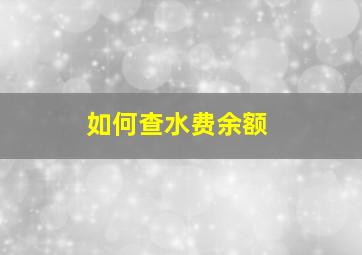 如何查水费余额