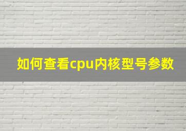 如何查看cpu内核型号参数