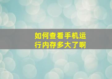 如何查看手机运行内存多大了啊