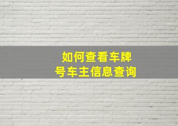 如何查看车牌号车主信息查询