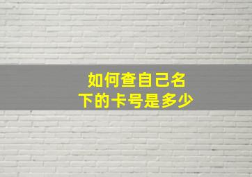 如何查自己名下的卡号是多少