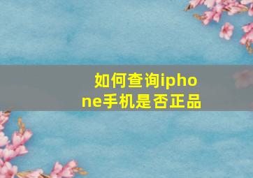 如何查询iphone手机是否正品