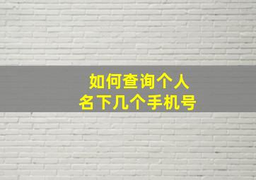 如何查询个人名下几个手机号