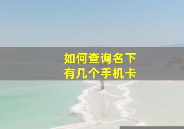 如何查询名下有几个手机卡