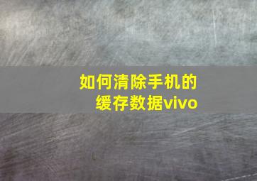 如何清除手机的缓存数据vivo