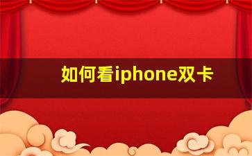 如何看iphone双卡