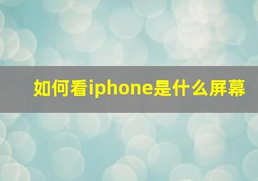 如何看iphone是什么屏幕