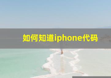 如何知道iphone代码