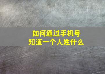 如何通过手机号知道一个人姓什么