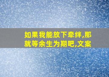 如果我能放下牵绊,那就等余生为期吧,文案