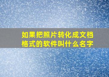 如果把照片转化成文档格式的软件叫什么名字