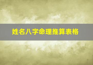 姓名八字命理推算表格