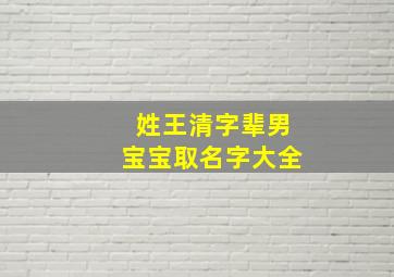 姓王清字辈男宝宝取名字大全