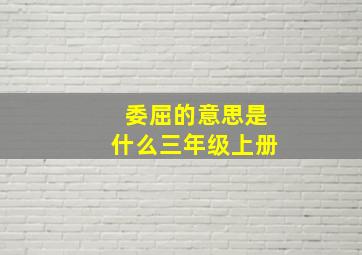 委屈的意思是什么三年级上册