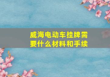 威海电动车挂牌需要什么材料和手续