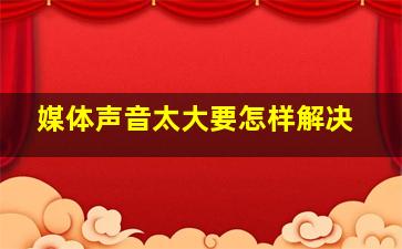 媒体声音太大要怎样解决